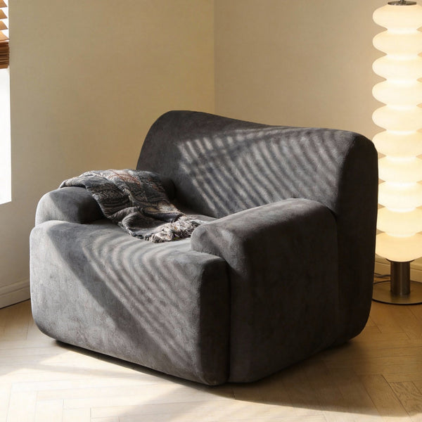 English Elm Wide Chenille Accent Chair Oversized Cozy Seat for Bedroom Living or Studio Spaces Black W5385P433243