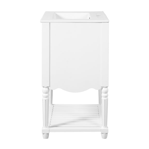 English Elm 24'' Vintage Bathroom Vanity with Ceramic Sink Soft Close Drawers Open Shelf White N710P411237K