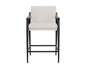 Sunpan Meadow Counter Stool - Timeless Design with Stain-Resistant Fabric and Solid Oak Wood Armrests Heather Ivory Tweed