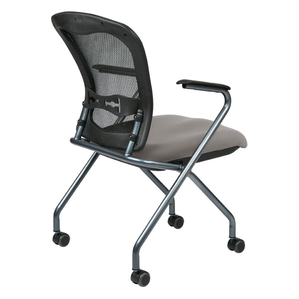 OSP Home Furnishings Deluxe Nesting Armchair with Mesh Back Lumbar Support for Office and Meeting Rooms Stratus 84440-R103