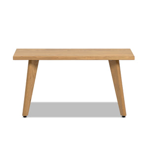 English Elm Jennifer Taylor Home - Capri Solid Red Oak Wood Bench 35.5" — Handcrafted Natural Brown Oak, Mid-Century Tapered Legs, Slim Profile Seating B2719P395571