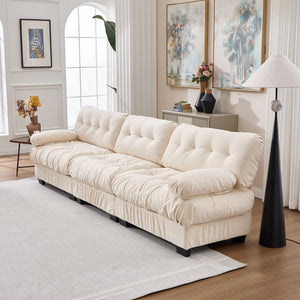 English Elm Modular Cloud Sectional Sofa Flannelette Deep Seat Couch for Living Room with Pillows Beige W2120S00033