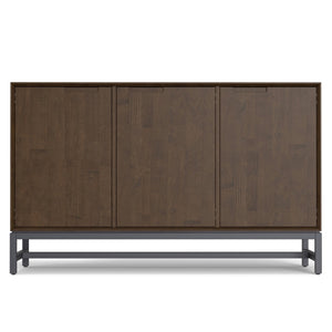 English Elm Banting Solid Wood Sideboard with Metal Frame Walnut Stain Three Door Dining Storage B136P439012