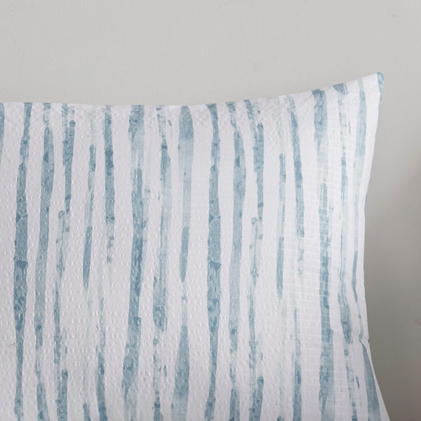 JLA Home N Natori - 4 Oversized Reversible Seersucker Comforter Set with Brushstroke Design, Plush Fill, Breathable Finish 96 L x 110 W x 1.5H NS10-3706
