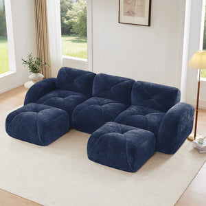 English Elm U-shaped Modular Velvet Sofa Tufted Cloud Seating for Living Room or Home Theater Blue W714S01621