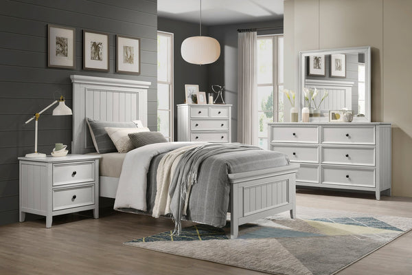 English Elm Classic Farmhouse Six Drawer Dresser with Shiplap Panels and Off White Wood Finish B011P176911