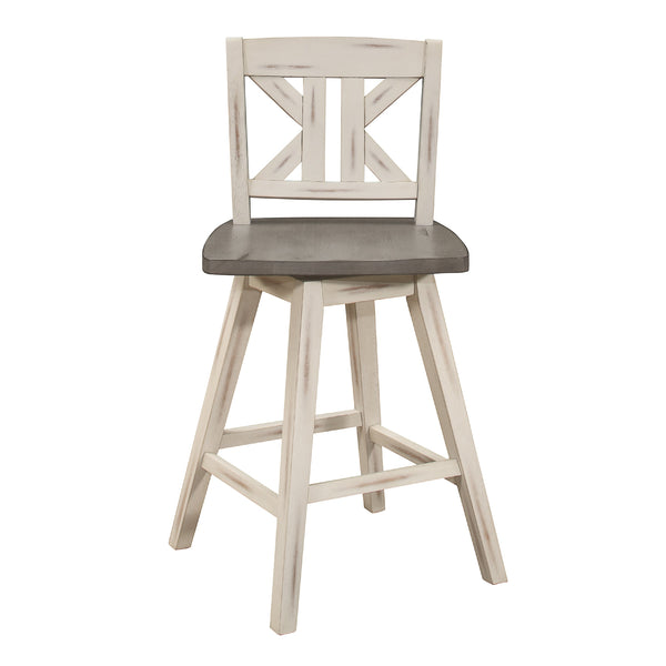 English Elm Ati X Back Swivel Barstools Set of 2 Solid Rubberwood Farmhouse Kitchen Seating B056P417032