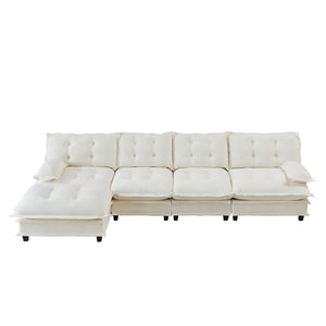 English Elm 138" Chenille Modular Cloud Sectional with Ottoman Deep Seat Lounge Sofa for Apartments W714S01683