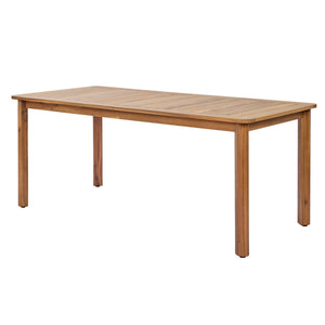 English Elm Rectangular Acacia Wood Outdoor Dining Table Seats 6 with Slatted Top for Patio Light Teak N768P374498L