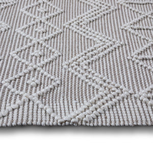 English Elm Orton 6 x 9 Area Rug Ivory Taupe Handwoven Wool Blend Geometric Pattern with Hand-Knotted Fringe B136P188393