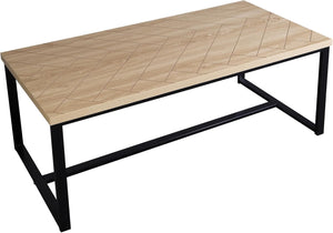 English Elm Bali Coastal Modern Coffee Table With Natural Wood Top & Sleek Black Metal Legs For Stylish Living B347P339189