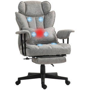 English Elm HOMCOM Heated Massage Executive Office Chair with 6-Point Vibration, Lumbar Support & Footrest Gray W2225P250029