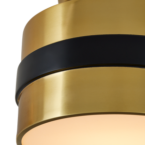 Heybrook Semi-Flush Mount Light - Modern Mid-Century Design with Polished Brass & Black Finishes