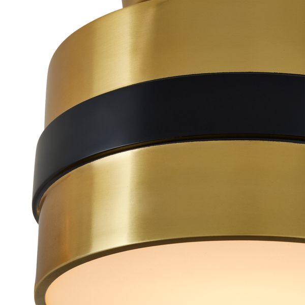 Heybrook Semi-Flush Mount Light - Modern Mid-Century Design with Polished Brass & Black Finishes