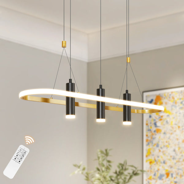 English Elm Javeriah 4-Light Dimmable Led Pendant Light - Modern Black/Gold Fixture For Kitchen & Dining Spaces T3177P284002