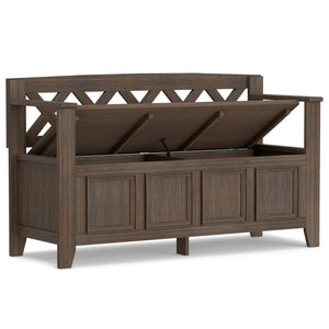 English Elm Amherst Solid Wood Entryway Storage Bench – Farmhouse Brown, Stylish Seating & Practical Storage Solution B136P158336