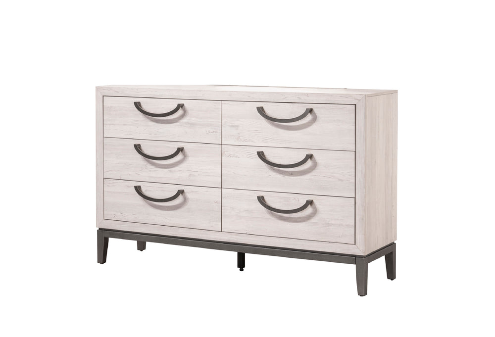 English Elm 1pc Sleek Contemporary Chest of Drawers with 4 Spacious Wooden Drawers, Neutral Finish, Easy Assembly Beige+White 39.3 L x 21.3 W x 45 H B011P266108
