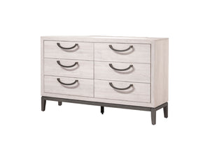 English Elm 1pc Sleek Contemporary Chest of Drawers with 4 Spacious Wooden Drawers, Neutral Finish, Easy Assembly Beige+White 63.5 L x 21.3 W x 35 H B011P266112