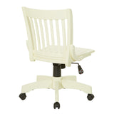 OSP Home Furnishings Deluxe Armless Wood Bankers Chair Antique White Finish