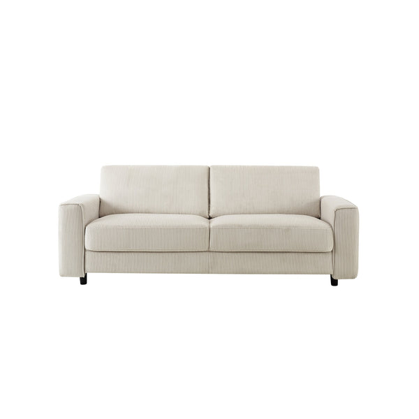 English Elm Modern Minimalist Corduroy Sectional Sofa Set - Soft Beige Fabric With Black Legs For Stylish Comfort B347S00006
