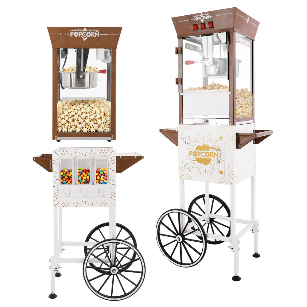 English Elm 12oz Retro Cart Popcorn Machine with Three Candy Dispensers for Parties W2841P392619