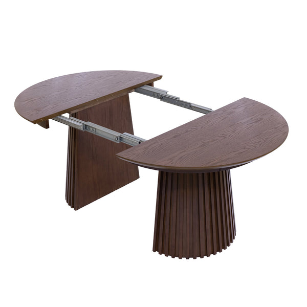 English Elm Dining Table Oval Solid Wood Extendable Natural Finish for Flexible Seating Gatherings N768P399829D
