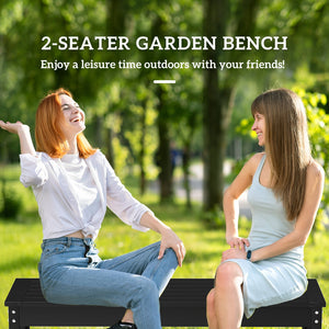 English Elm Outsunny Two Person Outdoor Hdpe Patio Bench Slatted Backless Weather Resistant W2225P485626