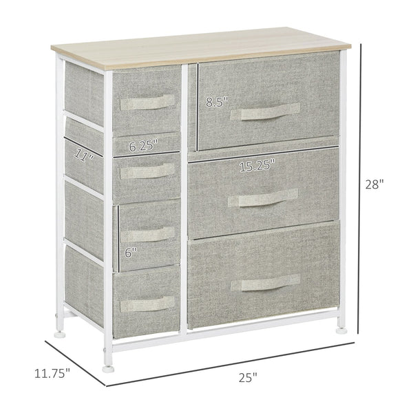English Elm HOMCOM 7-Drawer Fabric Dresser Tower with Metal Frame, Space-Saving Organizer for Bedroom & Closet W2225P217729