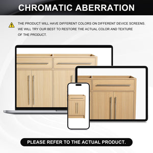 English Elm 48" Freestanding Bathroom Vanity Cabinet 4 Soft-Closing Doors Original Oak Plywood KD Pack Easy Assemble W1972P348986