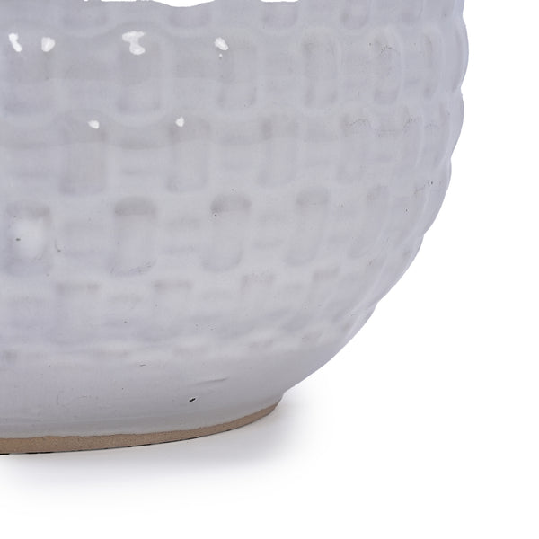 English Elm 3 Pieces Ceramic Flowerpot Set - Elegant Matte White Planters For Modern Home Décor & Gardens W3273P321548