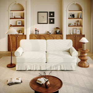 English Elm Luxuriously Deep Chenille Sofa with Pleated Skirt and Rolled Arms for Living Rooms W1885S00294