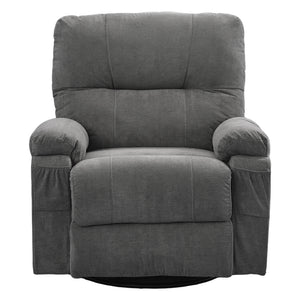 English Elm Recliner Grey 360° Swivel Rocking Lounge Chair with Thick Cushions, Arm Pockets & 330lb Metal Frame W1521P265833