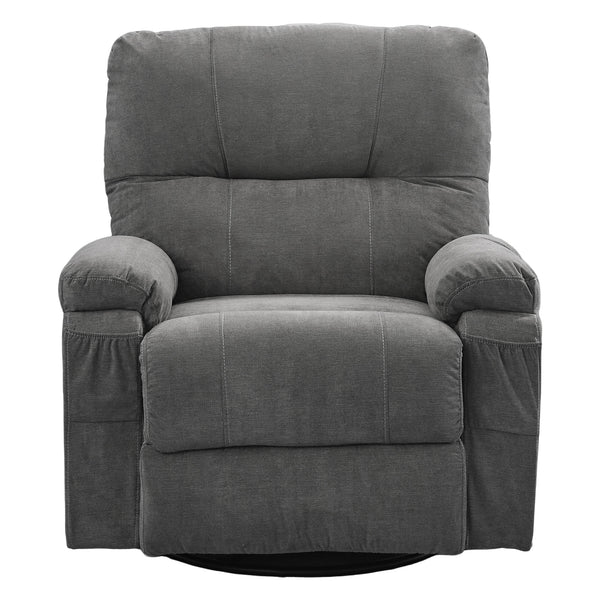English Elm Recliner Grey 360° Swivel Rocking Lounge Chair with Thick Cushions, Arm Pockets & 330lb Metal Frame W1521P265833