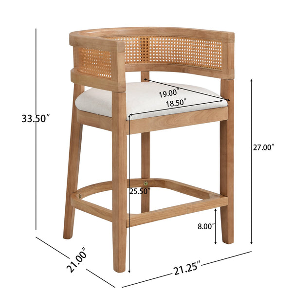 English Elm Christopher Knight Home® - Wood Upholstered Arm Counter Stools Set Of 2 - Beige & Natural Oak, Stylish & Comfortable Design N771P265580Q