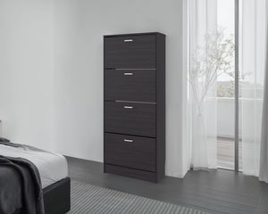 English Elm Fm Inola Tall Vertical Shoe Cabinet Slim White Entryway Storage with Hinged Doors B128P485473
