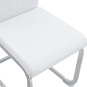 English Elm Set of 2 Gloss Pu Bow-back Dining Chairs with Ergonomic Curved Support for Modern Lofts White W1512P491841