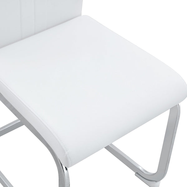 English Elm Set of 2 Gloss Pu Bow-back Dining Chairs with Ergonomic Curved Support for Modern Lofts White W1512P491841