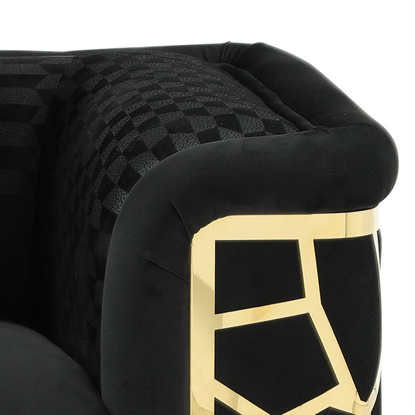 English Elm Talia Art Deco Accent Chair Hardwood Frame Structured Back Geometric Living Room Black B078P301561