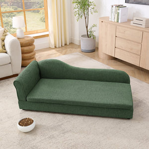 English Elm Oversized Linen Pet Sofa with Wave Backrest for Large Dogs in Modern Living Rooms W487P430330