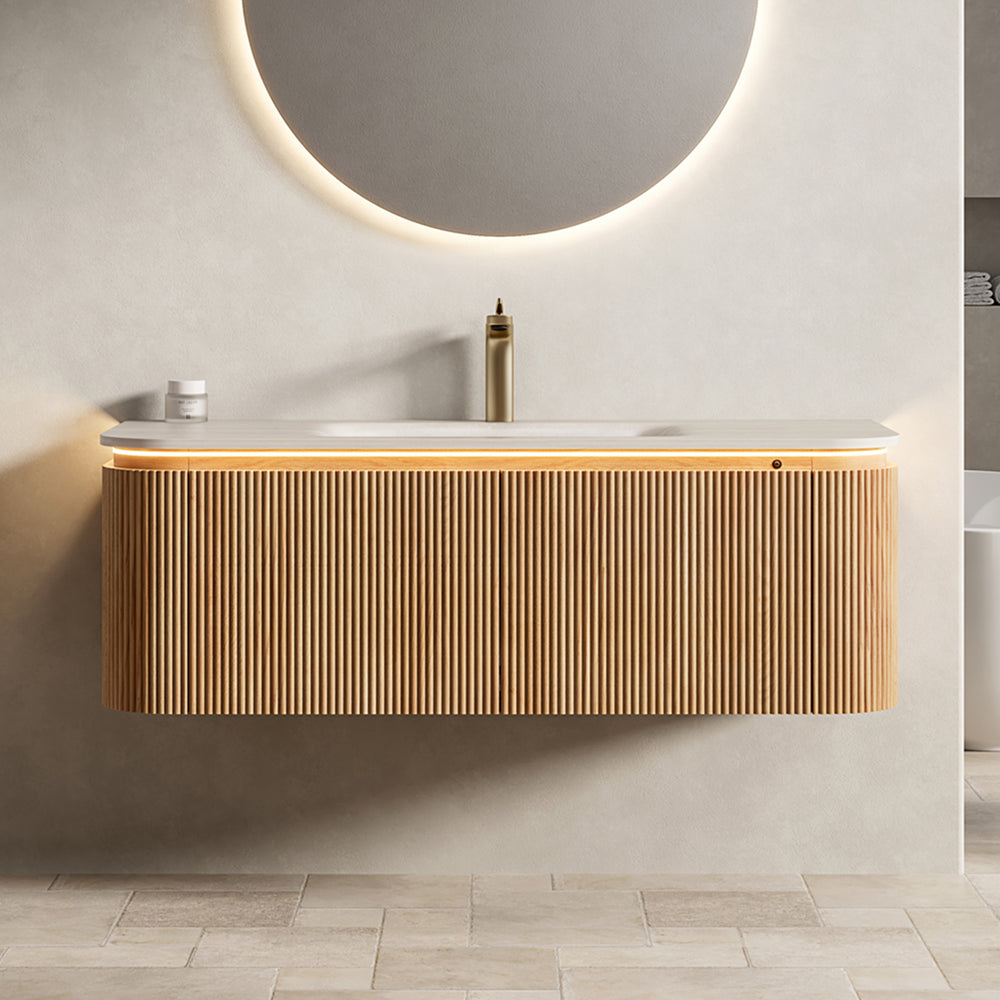 English Elm Vici 48 Inch Ceramic Bathroom Sink Basin with Triple Faucet Holes for Vanity W2615P370910