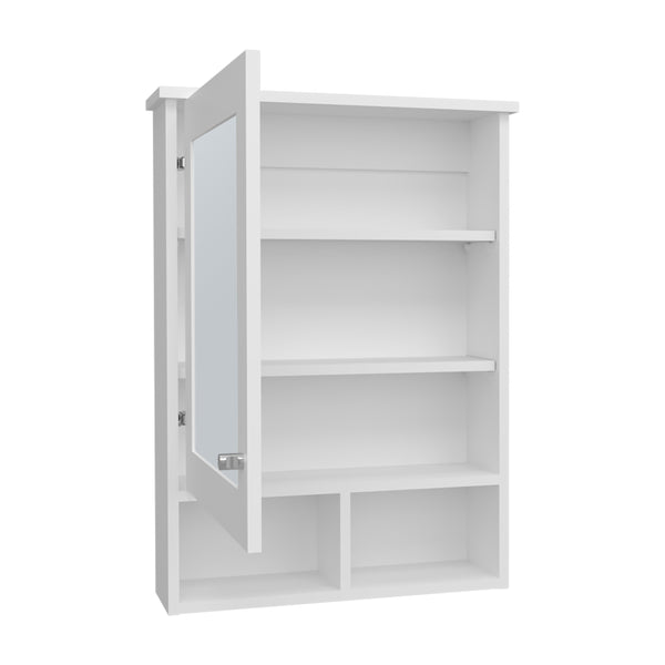 English Elm Medicine Cabinet Gibson White - Mirrored Door, 3 Hidden Shelves + 2 Open Shelves, Space-Saving Design B092P238757