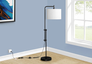 English Elm Lighting, 62"h sleek metal floor lamp with ivory drum shade, pull-chain, modern ambient lighting for rooms Black 19 L x 15 W x 15 H B2710P221317
