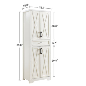 English Elm 68"high multifunctional sideboard with tempered glass accents, large-capacity storage, anti-dump safety and sleek modern design for living room, office, bedroom White W1162P205097