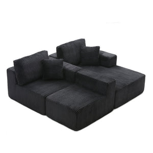 English Elm 109'' Modular L-shape Sectional Deep Seat Corduroy Couch for Living Room Lounge W1117S00304