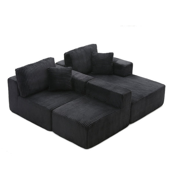 English Elm 109'' Modular L-shape Sectional Deep Seat Corduroy Couch for Living Room Lounge W1117S00304