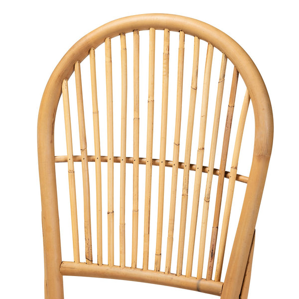 English Elm Mid-century Modern Mahogany Wood Counter Stool with Woven Rattan Back Panel B2750P470059