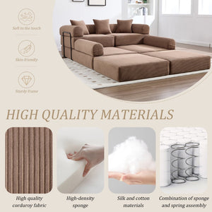 English Elm United We Win Convertible Sofa Bed With Memory Foam, Cloud Corduroy Upholstery For Cozy Spaces W1568S00253-GIGA