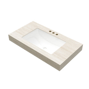 English Elm 36" Muri Sintered Stone Vanity Countertop with Undermount Ceramic Basin Three Faucet Holes W2615P430357