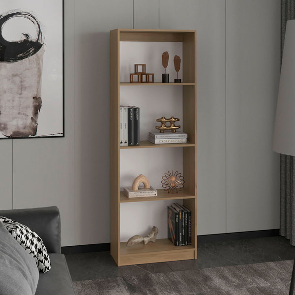 English Elm Home 5-Shelf Bookcase Modern Vertical Display Unit in Natural Oak Finish — Space-Saving, Sturdy MDF Storage for Books & Decor B200P335314