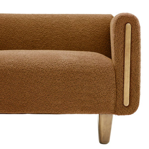 English Elm Modern Boucle Three Seat Sofa with Rubberwood Legs Pocket Spring Support Living Room Orange N763P403678G